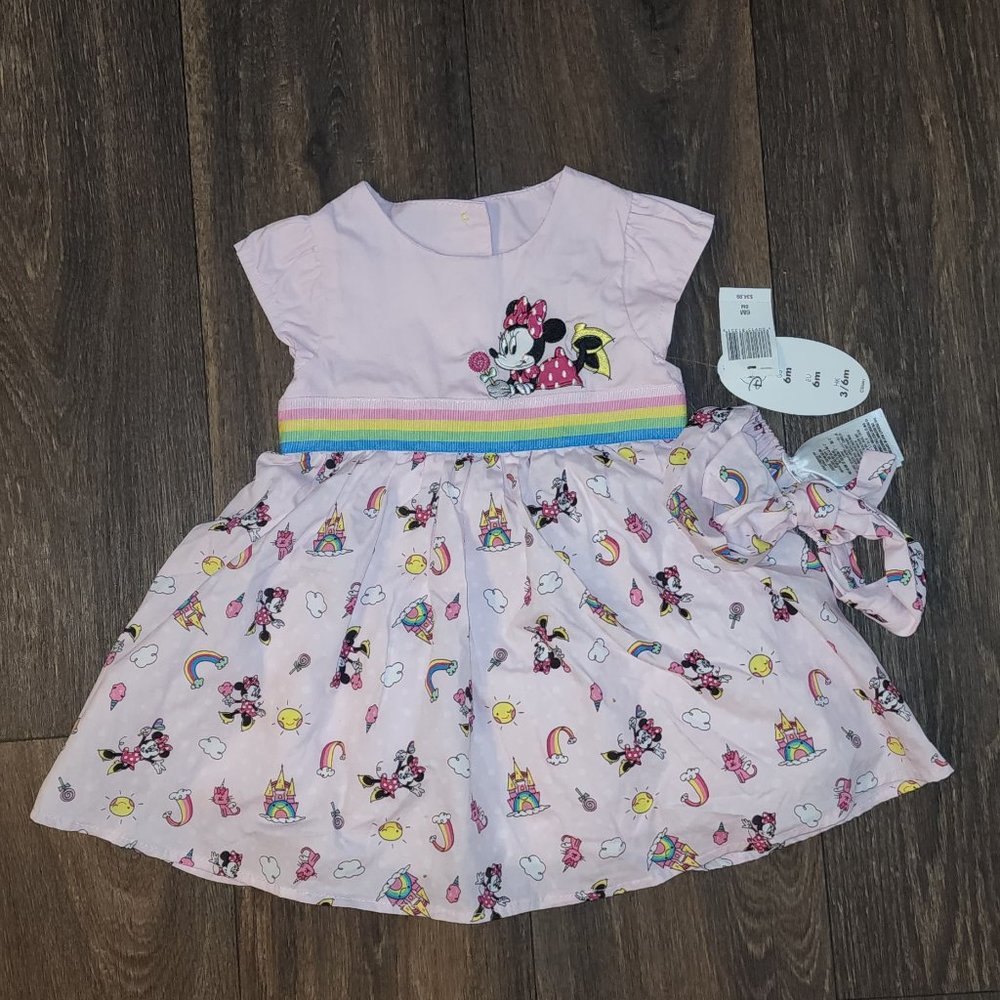 Disney brand Minnie mouse dress with hair bow